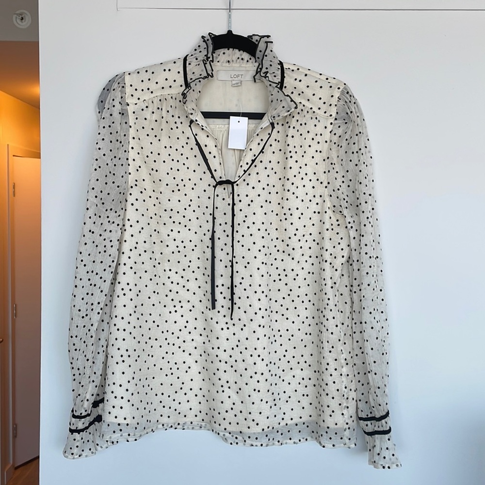 LOFT Ivory & Black Blouse